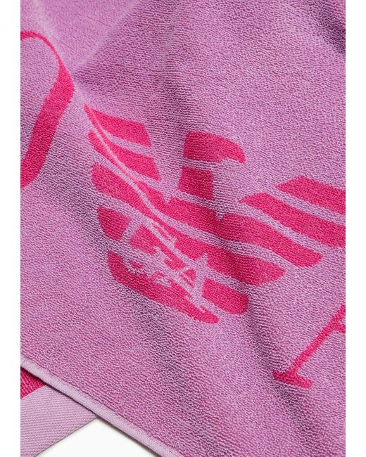 EA7 Pink Beach Towel With Oversized Logo