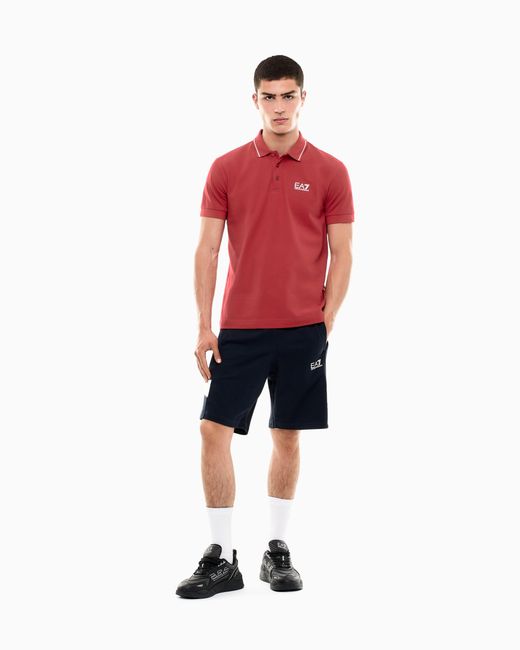 EA7 Blue Core Identity Cotton Bermuda Shorts for men