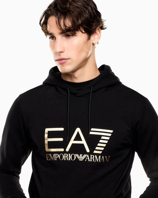 EA7 Black Slim Fit Hoodie Core Identity for men