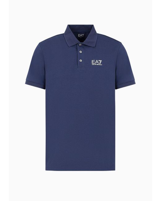 EA7 Blue Visibility Stretch-cotton Polo Shirt for men
