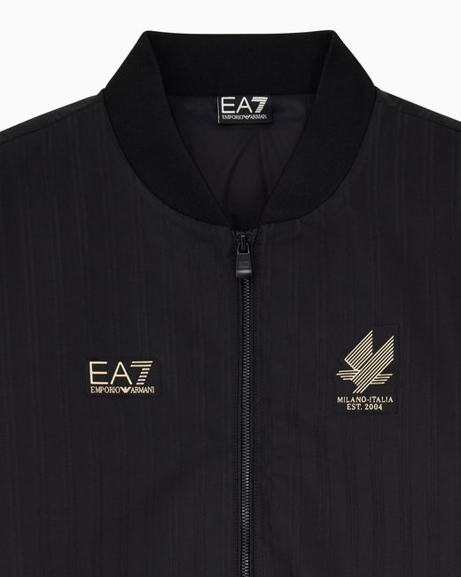 EA7 Blue Bomber Jacket Soccer Regular Fit With Chest Logo for men