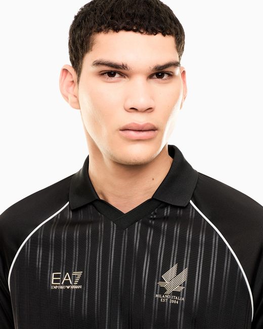 EA7 Black Set Soccer Regular Fit With Polo And Shorts for men