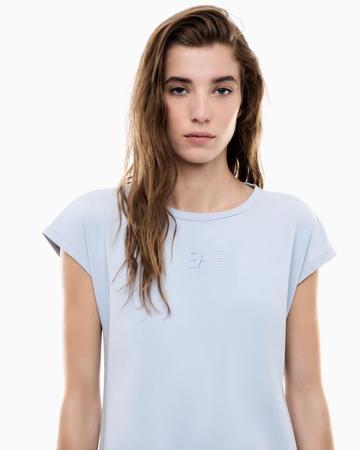 EA7 Blue Logo Series Stretch Jersey Dress