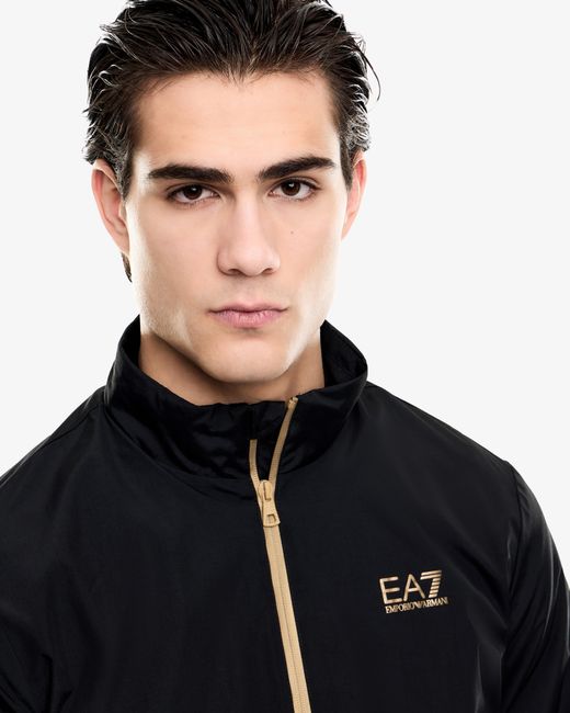 EA7 Black Oversized Bomber Jacket Core Identity With Hood for men