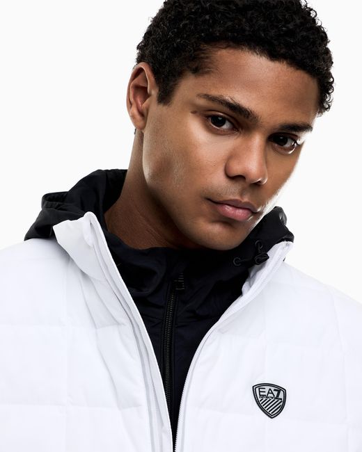 EA7 Gray Premium Shield Technical-Fabric Gilet for men