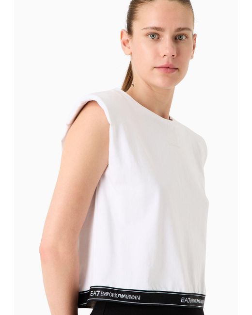 EA7 Gray Logo Series Boxy T-shirt In An Asv Organic-cotton Blend