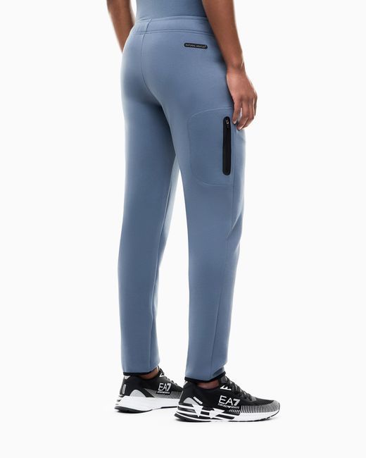 EA7 Blue Slim-Fit Trousers Natural Ventus 7 Technical Cotton Jersey for men