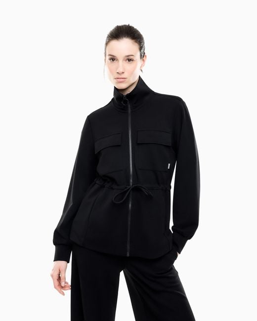 EA7 Black Sweatshirt Regular Fit Stretch Cotton Modal