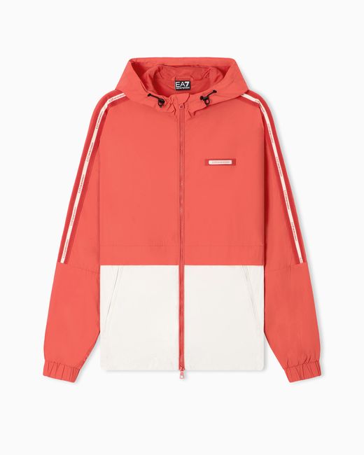 EA7 Red Logo Series Nylon Hooded Jacket for men