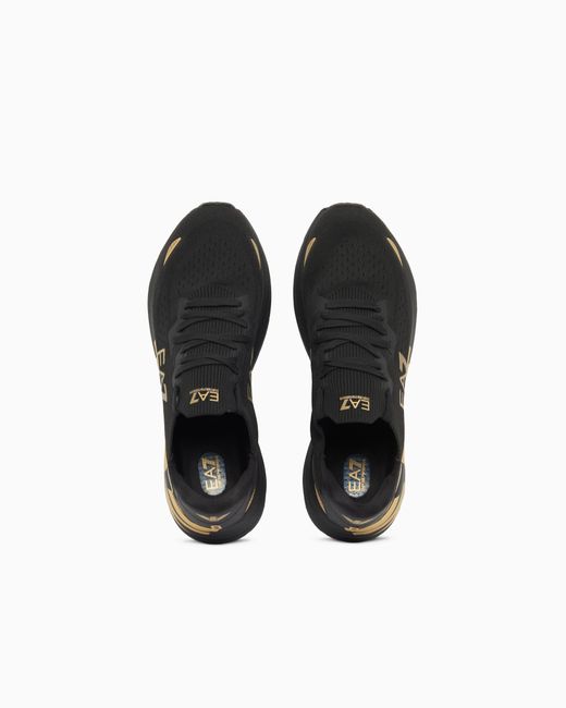 EA7 White Crusher Distance Knit 2.0 Sneakers