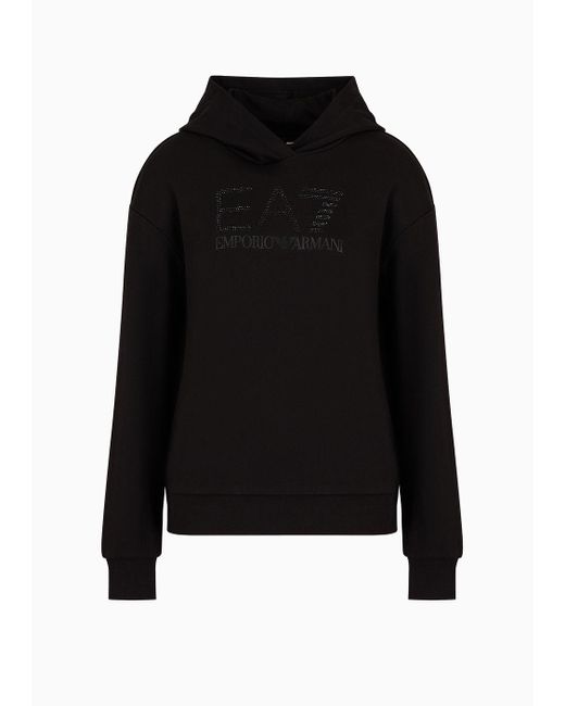 EA7 Black Logo Series Hooded Cotton Sweatshirt