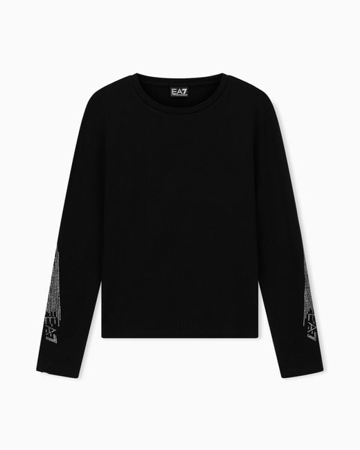 T-Shirt A Maniche Lunghe Logo Series di EA7 in Black