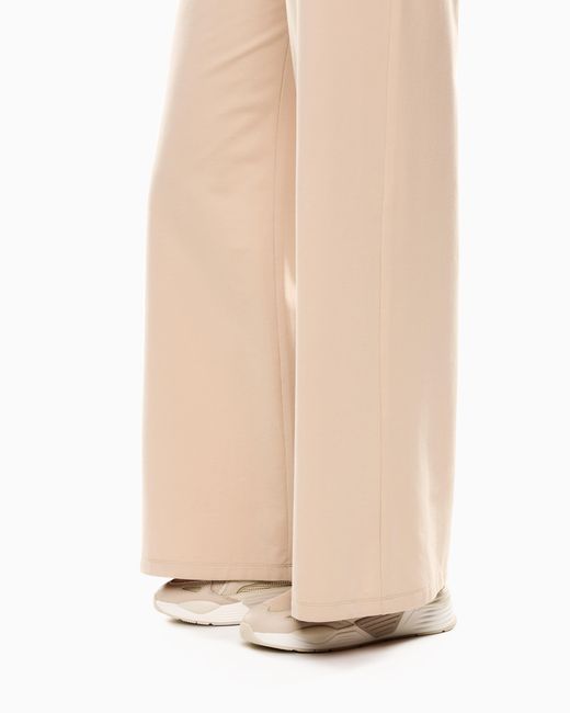 EA7 Natural Core Lady Stretch-Cotton Wide-Leg Trousers