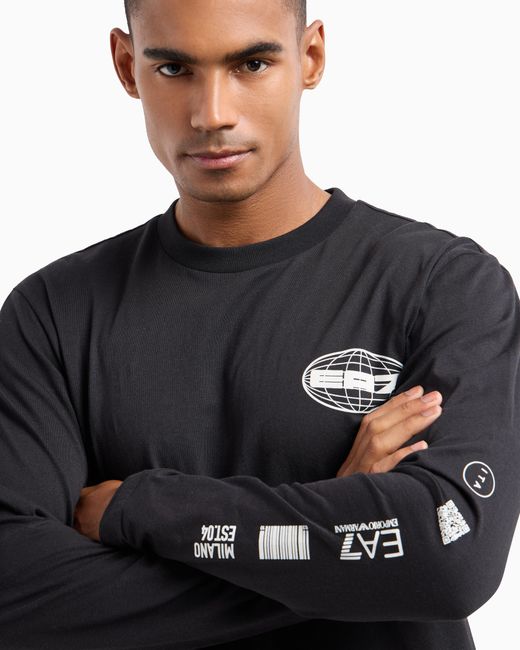 EA7 Graphic Series Organic Cotton Crew Neck Sweatshirt in Black for Men Lyst UK