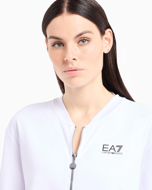 EA7 White Ventus7 Track Suit With A Baseball Collar Tennis Pro