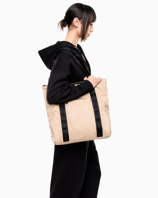 Borsa Shopper Con Logo Tape di EA7 in Natural