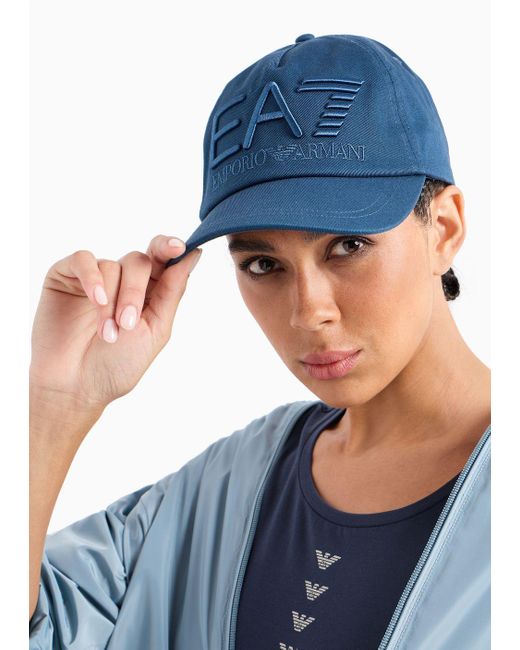 EA7 Blue Logo Series Cotton Baseball Cap
