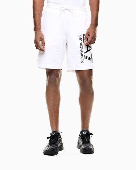 EA7 White Core Identity Cotton Shorts for men