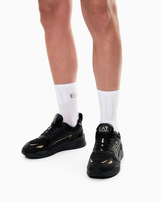 EA7 Black Sneakers Ace Runner New With Rubber Soles