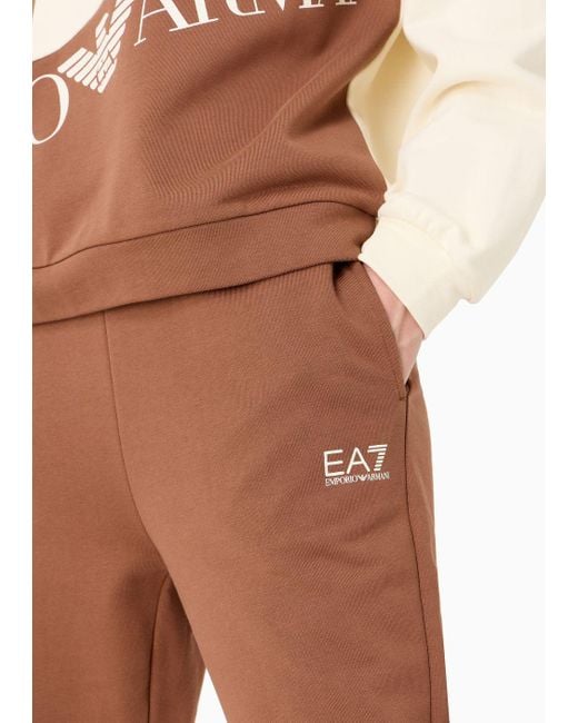 EA7 Brown Logo Series Joggers In Asv Organic Cotton