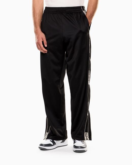 EA7 Black Graphic Series Technical Fabric Trousers for men