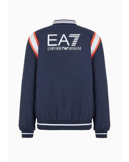 EA7 Blue Nylon Sporting Club Bomber Jacket