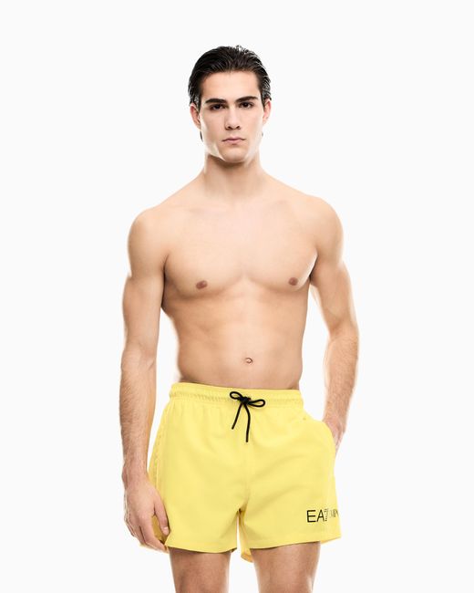 EA7 Yellow Swim Trunks With Logo for men