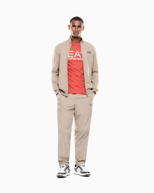 EA7 Natural Cotton Zip Up With A Stand-Up Collar And Logo Core Identity for men