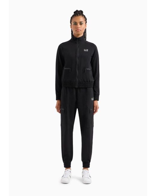 EA7 Blue Stretch Cotton Tracksuit With Cargo Trousers