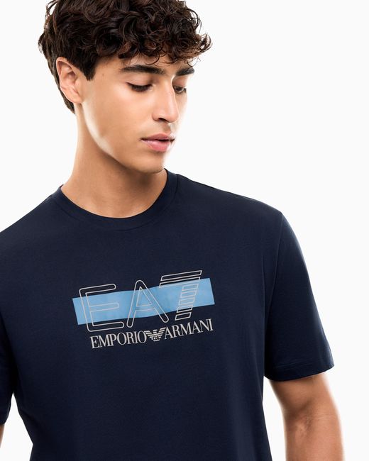 EA7 Blue T-Shirt Visibility Regular Fit for men