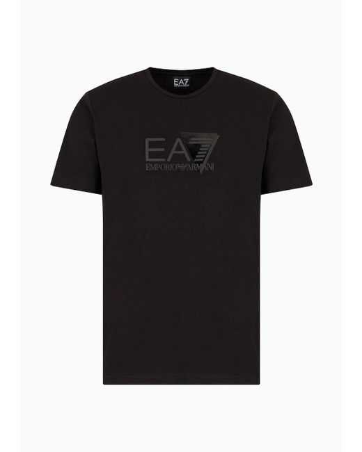 EA7 Black Recycled Fabric And Stretch Cotton Visibility T-shirt for men