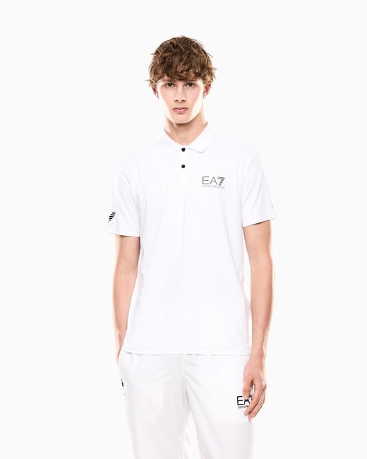 EA7 White Ventus7 Polo for men