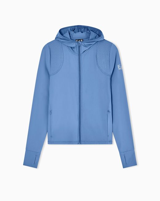 EA7 Blue Dynamic Athlete Hooded Sweatshirt