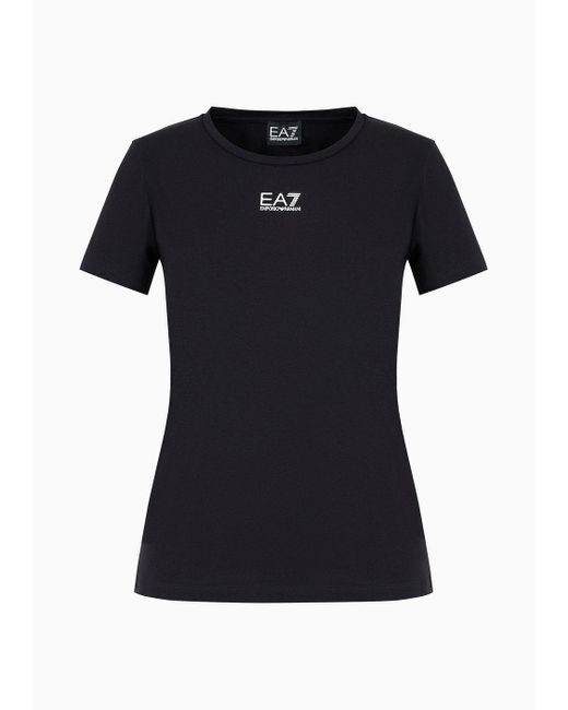 EA7 Black Asv Logo Series T-shirt Mit Rundhalsausschnitt Aus Einer Bio-baumwollmischung