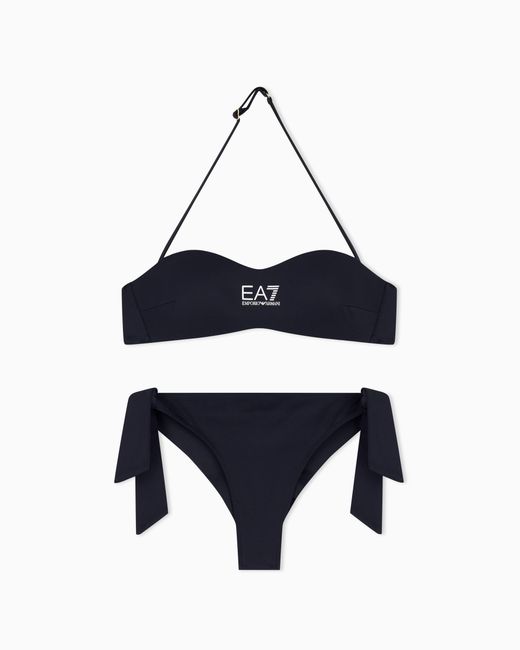 EA7 Blue Bandeau Bikini With Logo