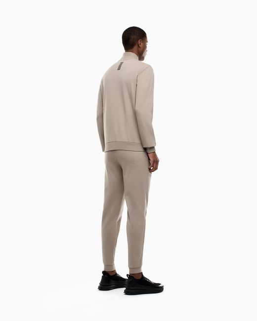 EA7 Natural Cotton Suit With Zip And Stand Collar Core Identity for men