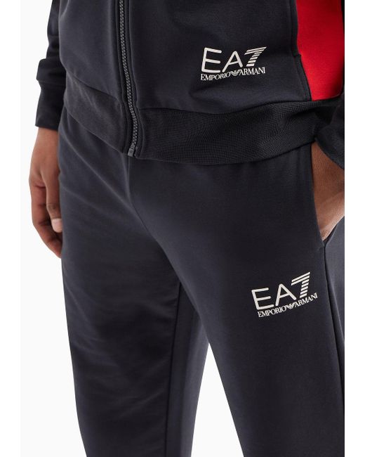 EA7 Asv Summer Block-trainingsanzug Mit Rundhalsausschnitt Aus Recycelter Baumwoll-mischung in Blue für Herren
