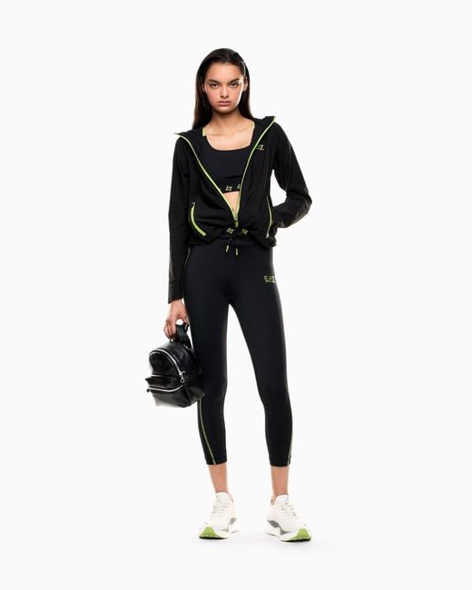 EA7 Black Dynamic Athlete Hooded Jacket