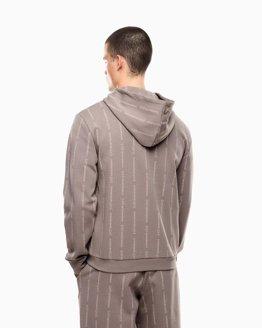 EA7 Natural Graphic Series Cotton-Blend Hooded Zip-Up Sweatshirt for men
