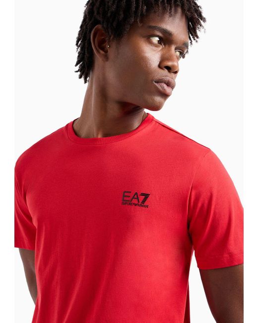 EA7 Red Pima Cotton Core Identity T-shirt for men