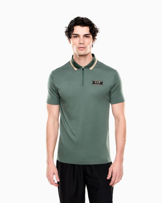EA7 Green Premium Label Jersey Polo Shirt for men