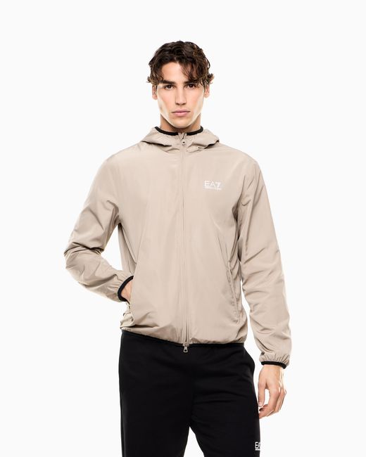 EA7 Natural Technical Hooded Bomber With Zip Closure Core Identity for men