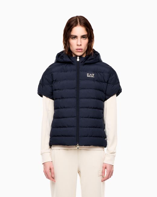 EA7 Blue Bomber Jacket Core Lady Light Eco Padding Regular Fit