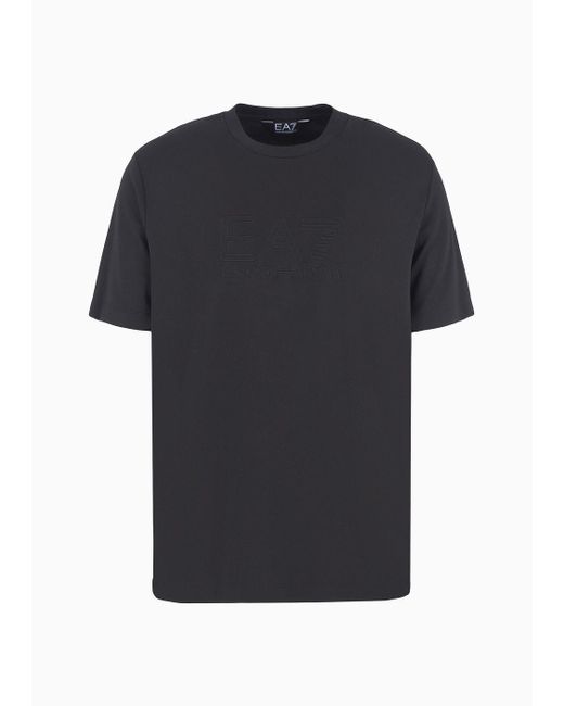 EA7 Black Lux Identity Modal-blend Crew-neck T-shirt for men