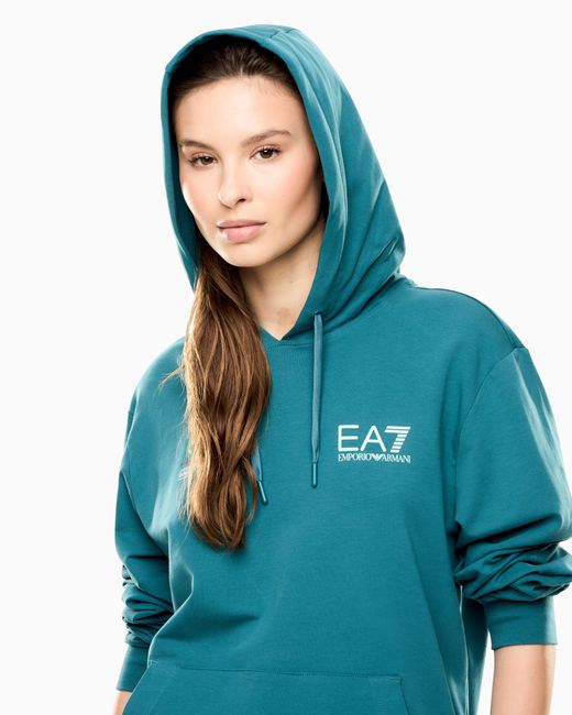 EA7 Blue Italian Open Stretch-Cotton Sweatshirt for men