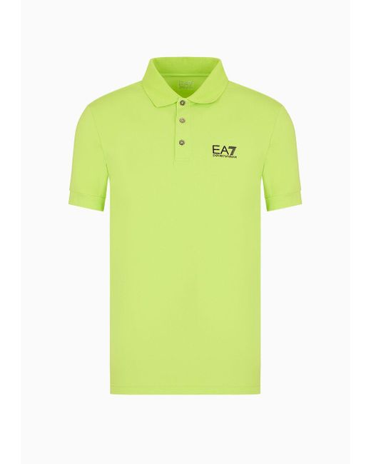 EA7 Green Core Identity Stretch-cotton Polo Shirt for men