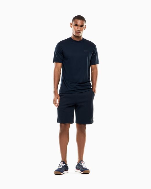 EA7 Blue Lux Identity Cotton-Blend Shorts for men