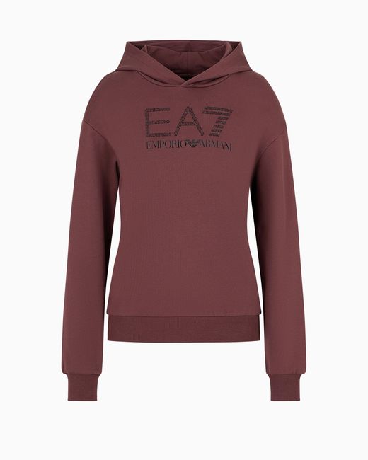 Felpa Con Cappuccio Logo Series di EA7 in Red