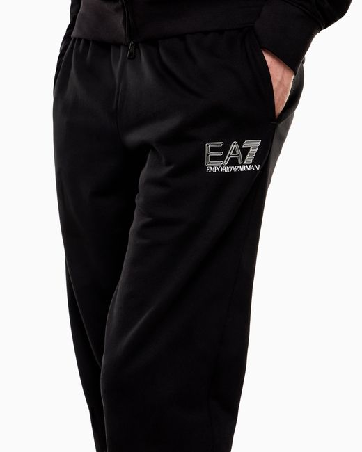 EA7 Blue Visibility Pure Cotton Zip-Up Tracksuit for men