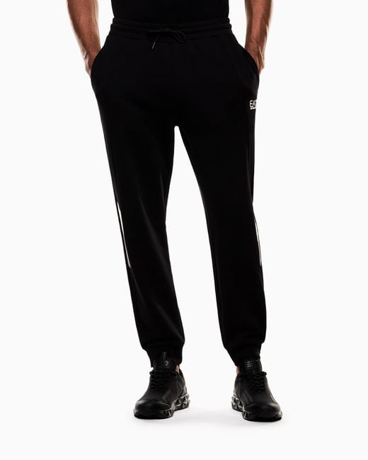 EA7 Black Summer Block Pure Cotton Joggers for men
